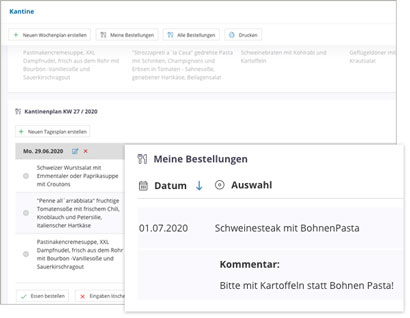 Intranet Software Module Kantinenplan