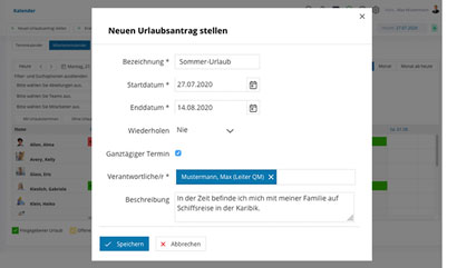 Intranet Software Mitarbeitermodul Urlaubsantraege