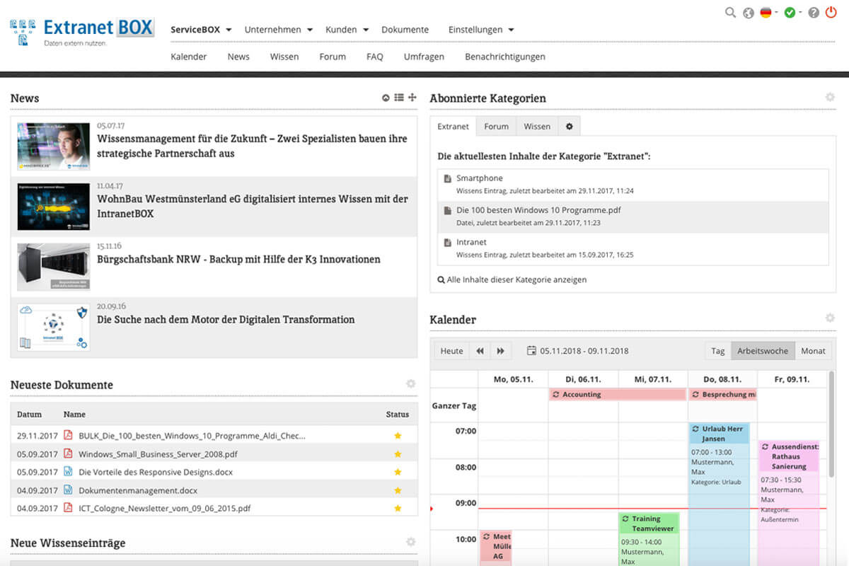Erweiterungen für die IntranetBOX ExtranetBOX