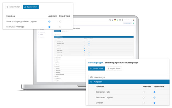 Screens Intranet Software - Einstellungen