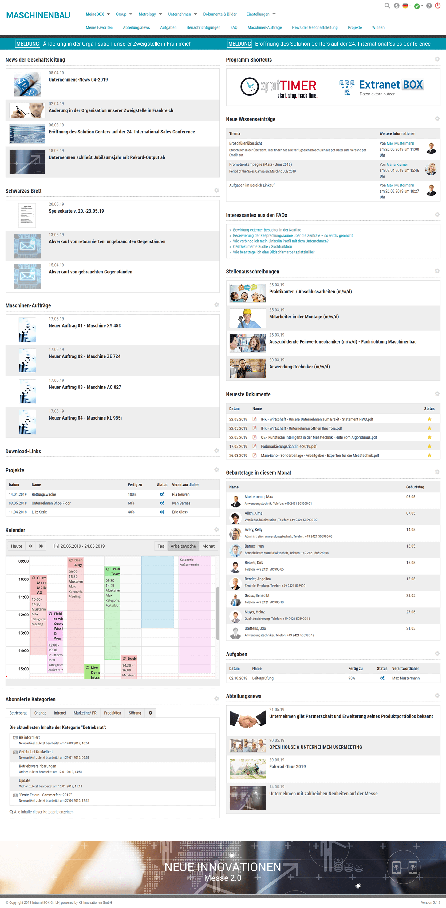 Maschinenbau Intranet 