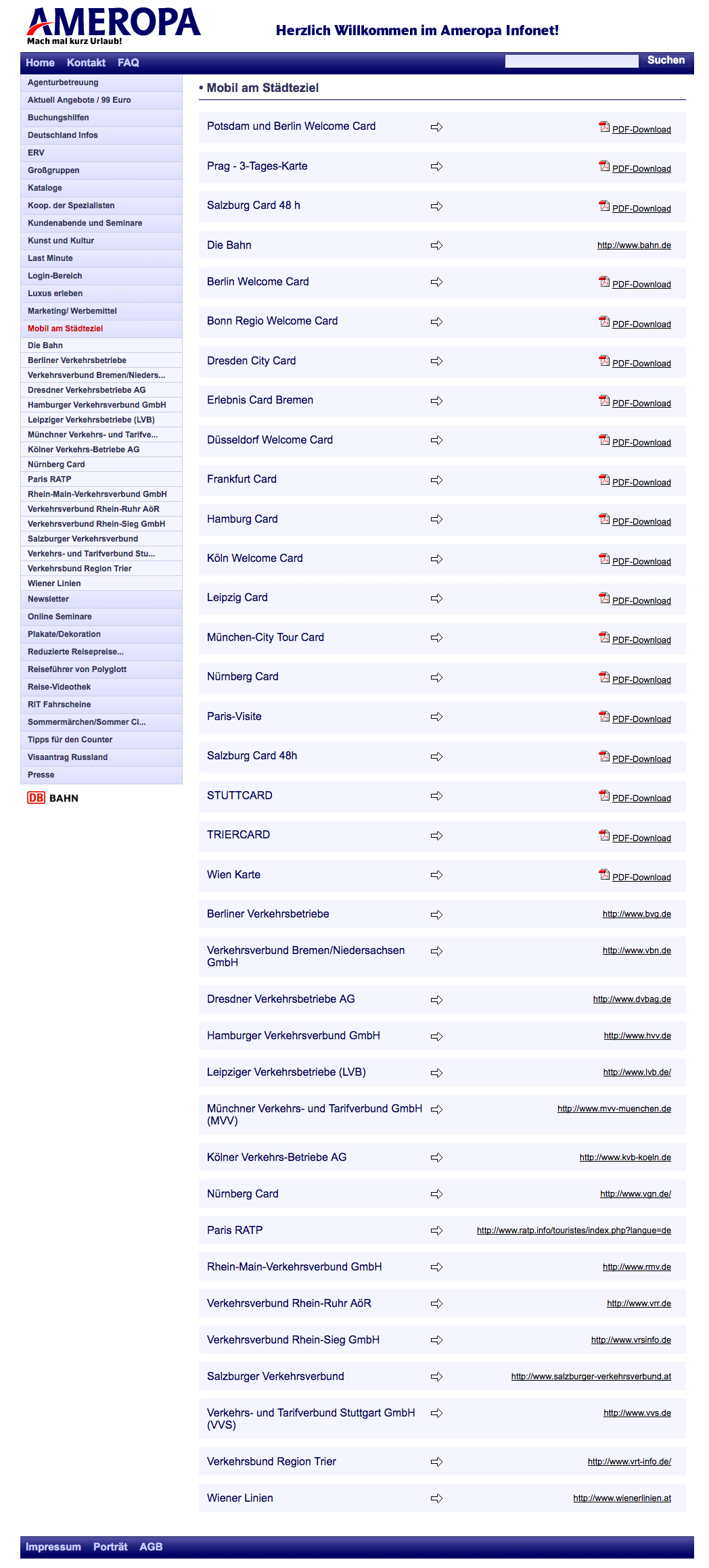 Touristik Extranet Städteziel