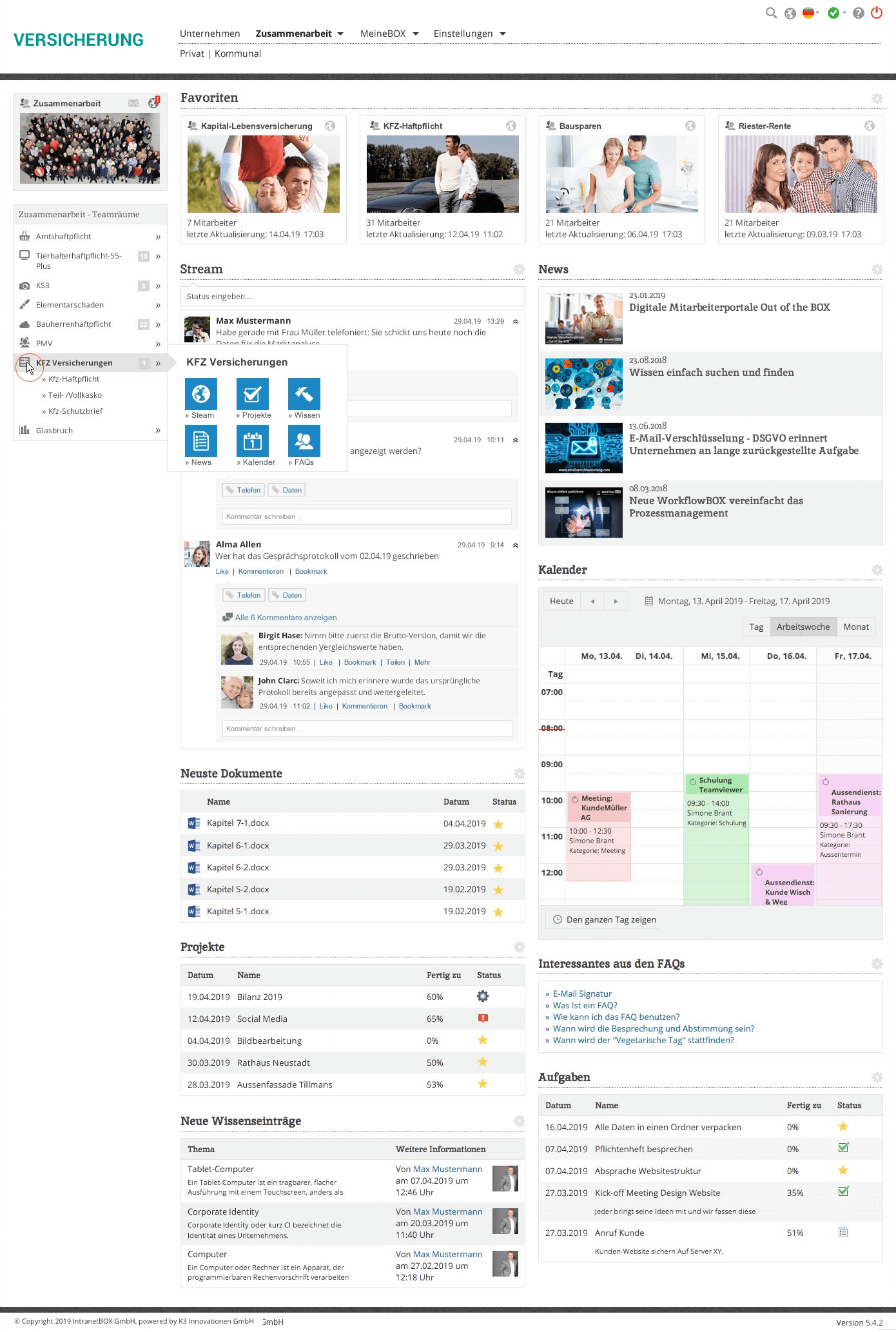 Versicherungen Intranet Wissensdatenbank