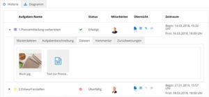 Workflow Software Datei-Upload Uebersicht