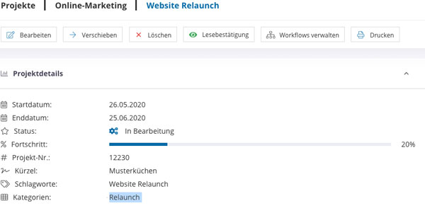 Individuelle Suche Kategorien Projektverlinkung