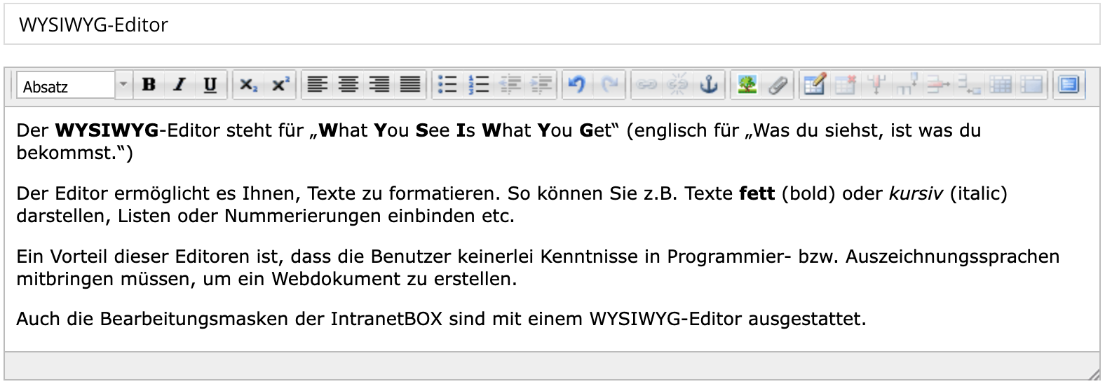 WYSIWYG-Editor WYSIWYG-Editor